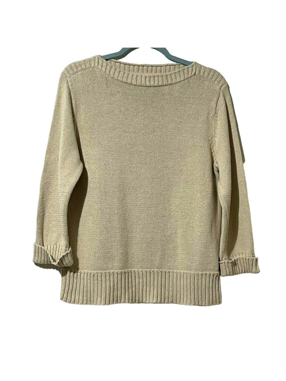Coldwater Creek Womens Beige Knit Sweater Size Medium 55% Ramie 45% Cotton